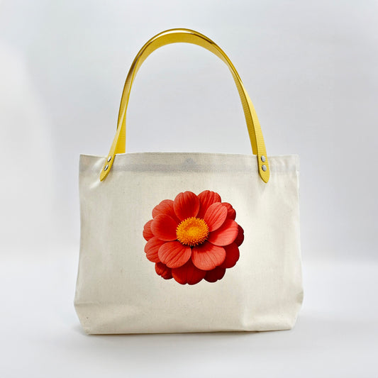 Natura Canvas & Leather Tote with Bloomed Centerpiece