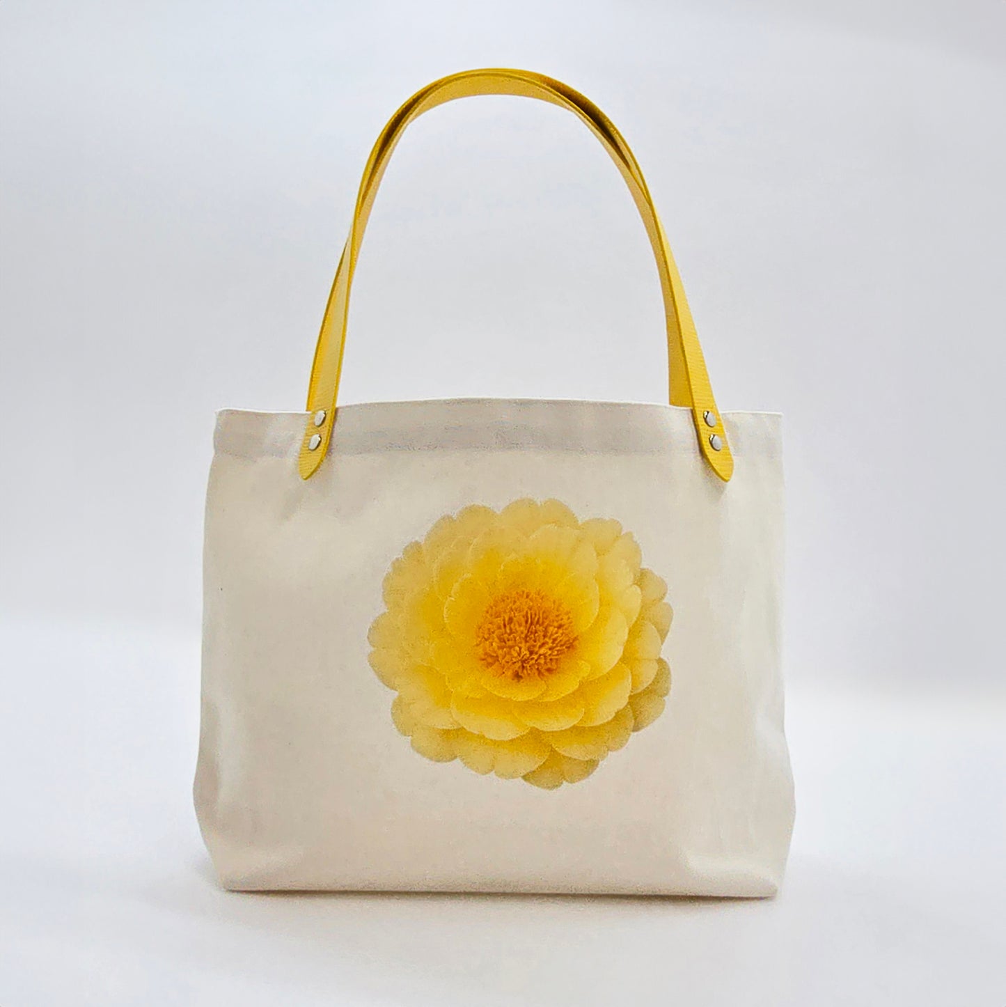 Natura Canvas & Leather Tote with Bloomed Centerpiece