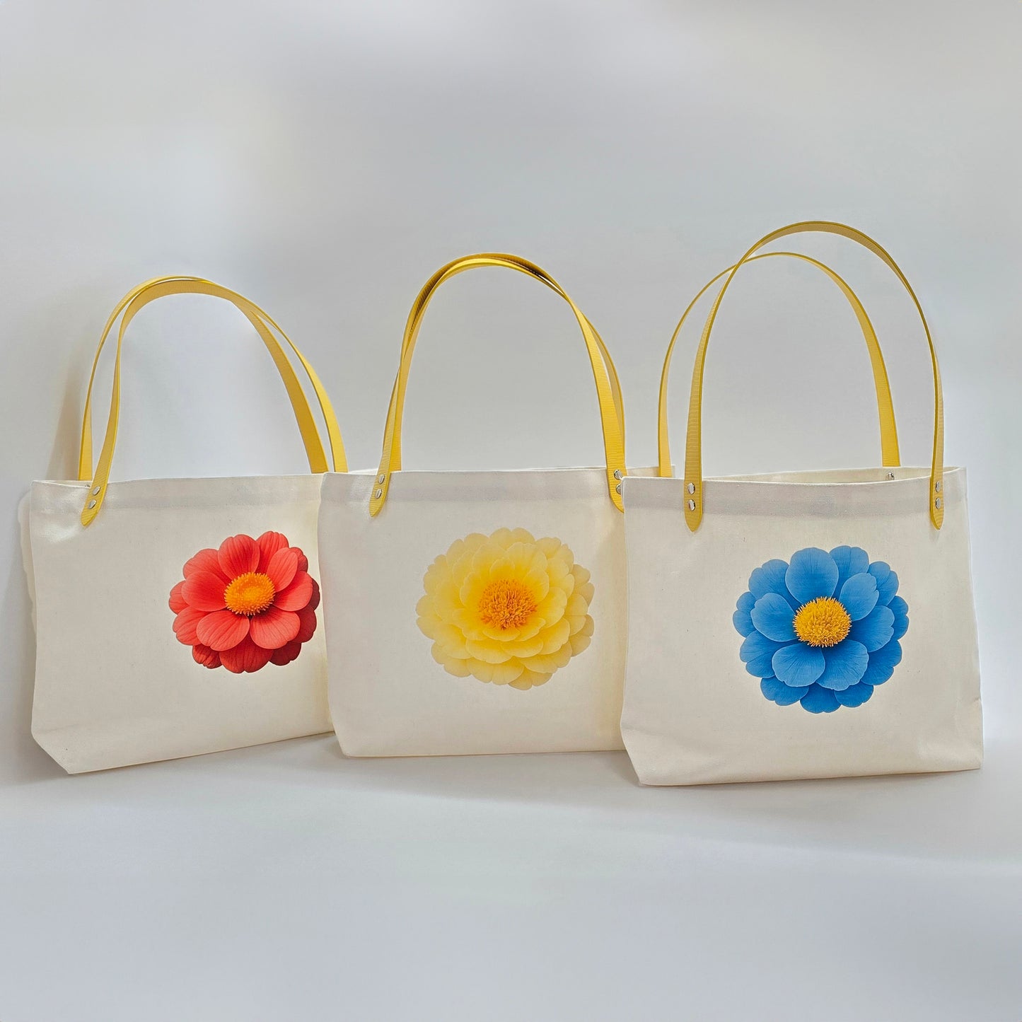 Natura Canvas & Leather Tote with Bloomed Centerpiece