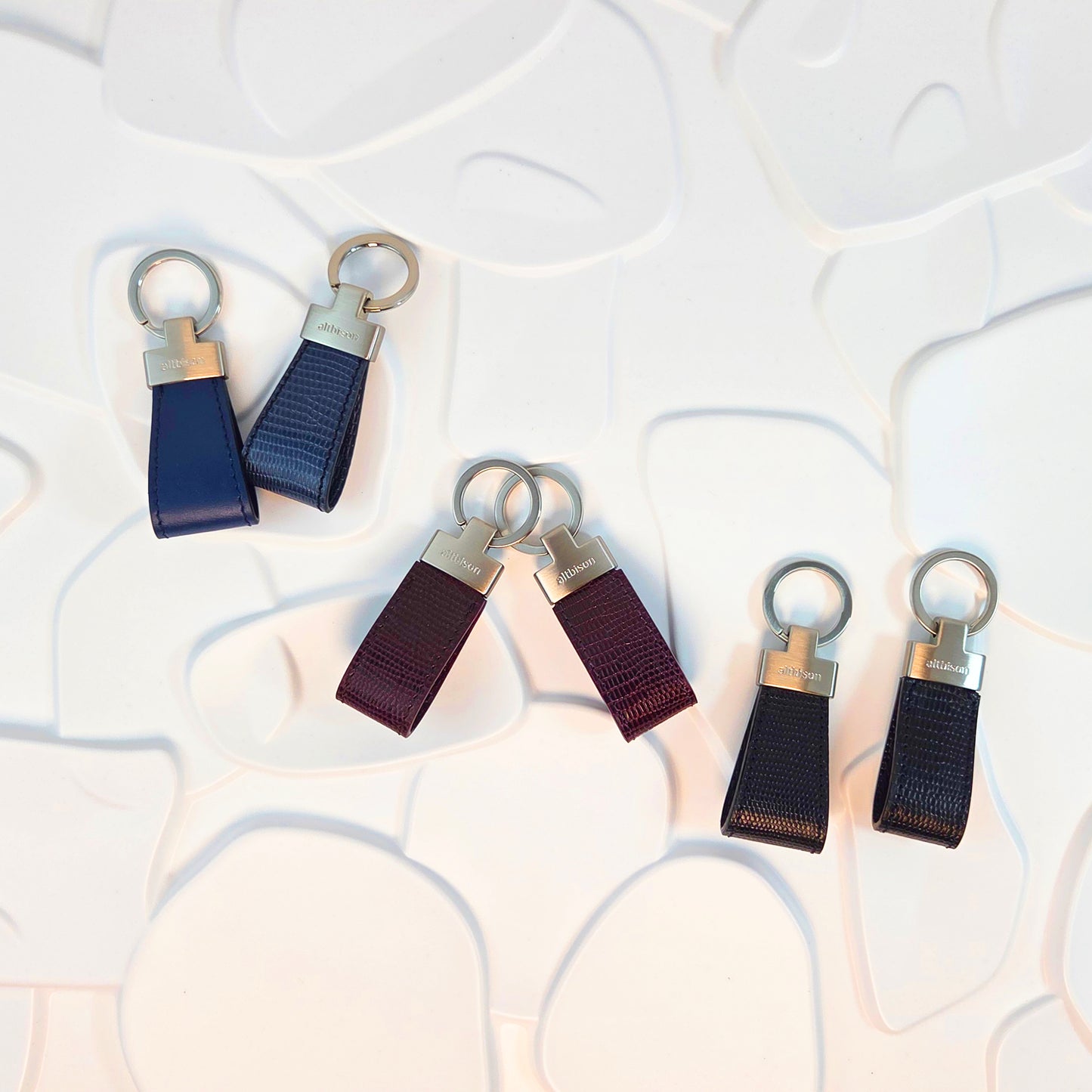 Handcrafted Lizard-Embossed Leather Keyring | genuine leather